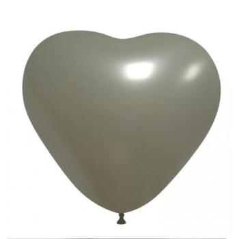 8 Balões Coração 10" ou 25cm Metalizado - Prata XiZ Party Supplies