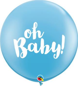 2 Balões 90cm Oh Baby - Azul Qualatex