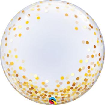 Globo Deco Bubble 24" Gold Confeti Dots Qualatex