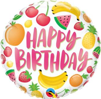 Balão Foil 18" Happy Birthday Fruits Qualatex