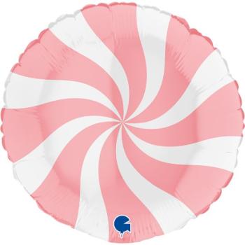 Balão foil 18" Swirl - Branco - Rosa Grabo