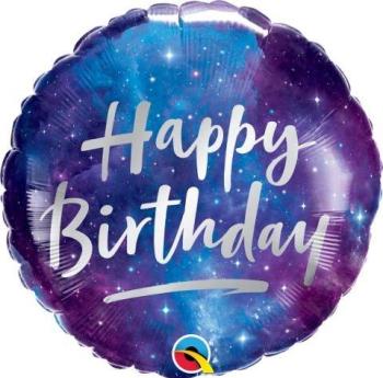 Balão Foil 18" Happy Birthday Galaxy Qualatex