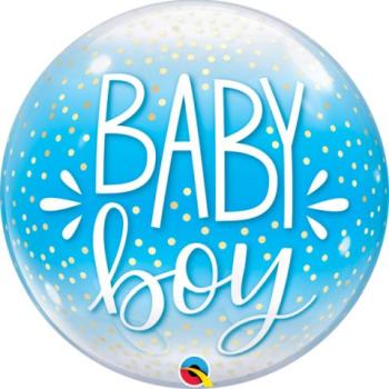 Globo Bubble 22" Baby Boy Blue & Confeti Dots Qualatex