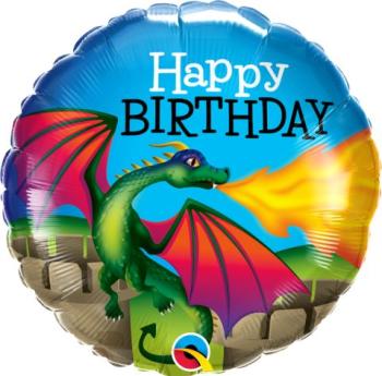 Balão Foil 18" Birthday Mythical Dragon Qualatex