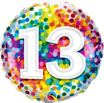Balão Foil 18" 13 Anos Rainbow Confetti Qualatex