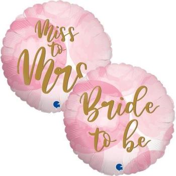 Globo Foil 18" Bride to Be / Miss to Mrs Grabo