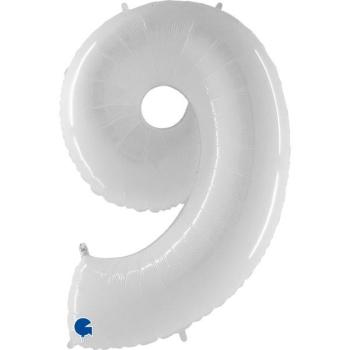 Balão Foil 40" nº 9 - Branco Grabo