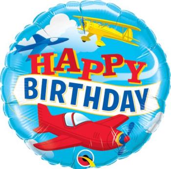 Globo Foil Happy Birthday Aviones Qualatex
