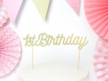 Topper "1st Birthday" Glitter Ouro PartyDeco