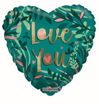 Globo Foil 18" Love You Green Kaleidoscope