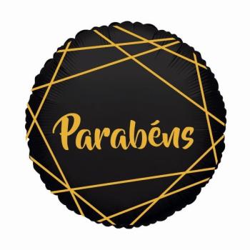 Globo Foil 18" "Parabéns" - Negro / Oro XiZ Party Supplies
