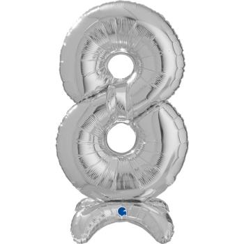 Balão Foil 25" Standup nº 8 - Prata Grabo