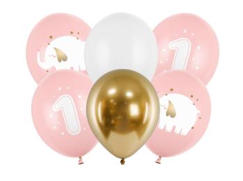Globos de látex para 1er cumpleaños - Rosa PartyDeco