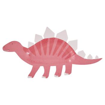 Pratos Recortados Dinossauro Rosa GingerRay