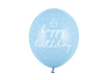 Balões Látex Happy Birthday Prince Azul PartyDeco