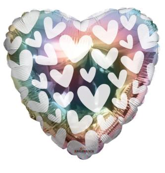 Globo de foil de 17" con patrón multicolor y corazones blanc Kaleidoscope