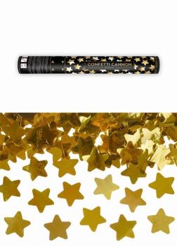 Tubo de Confettis Estrelas Ouro 40cms PartyDeco