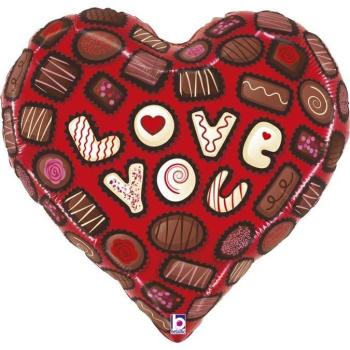Balão Foil 30" Love You Chocolates Grabo