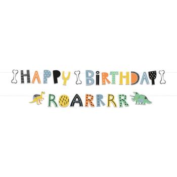 Guirnalda de happy birthday con rugido de dinosaurio Folat