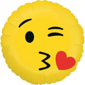 Globo de foil con diseño de beso emoji de 18" Grabo
