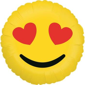 Globo de foil con ojos de corazón Emoji de 18" Grabo