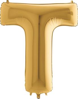 Globo de foil con letra T de 40" - oro Grabo