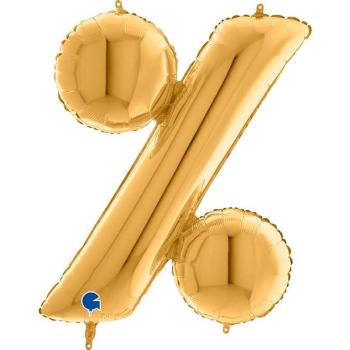 Balão Foil 40" Símbolo Percentagem - Ouro Grabo