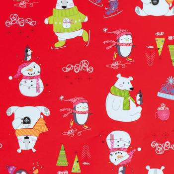 Rollo de papel de regalo navideño con osos y pingüinos - Fon XiZ Party Supplies