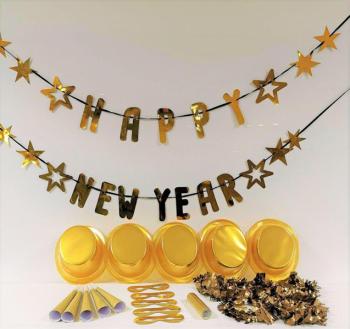 Kit de fiesta de fin de año oro XiZ Party Supplies