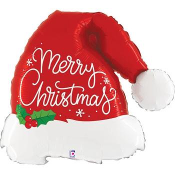 Gorro de Papá Noel con globo de foil de 41" Grabo