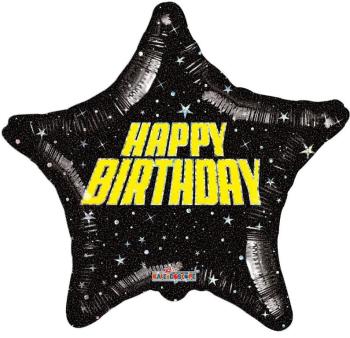 Balão Foil 18" Estrela Galaxy Happy Birthday Kaleidoscope
