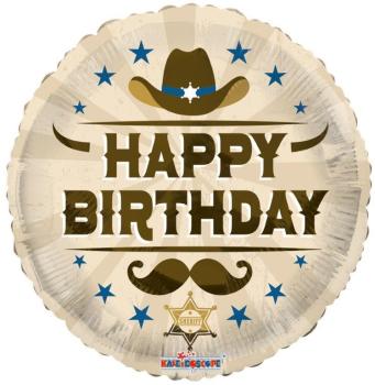 Balão Foil 18" Happy Birthday Sheriff Kaleidoscope