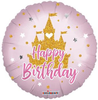 Balão Foil 18" Happy Birthday Castelo da Princesa Kaleidoscope