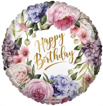 Globo de foil floral de happy birthday de 18" Kaleidoscope