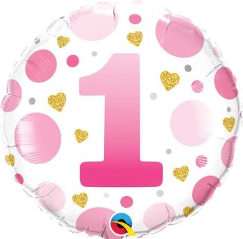 Balão Foil 18" 1ª Aniversário Rosa Qualatex