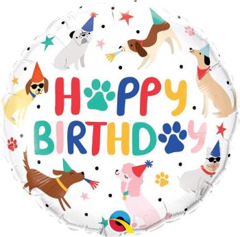 Balão Foil 18" Happy Birthday Party Puppies Qualatex