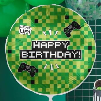 Globo de foil Consola de comando Happy Birthday de 18" GingerRay