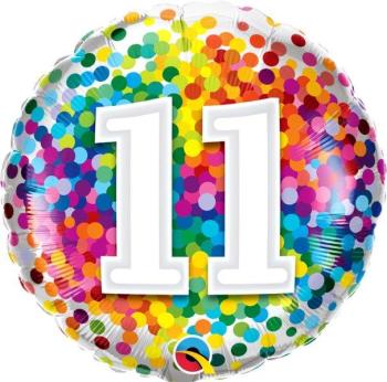 Balão Foil 18" 11 Anos Rainbow Confetti Qualatex