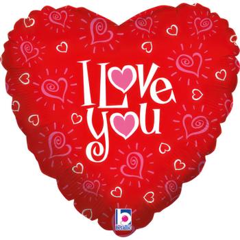 Balão Foil 18" Love You Hearts Grabo