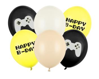 Balões Látex Happy Birthday Gaming - Level Up PartyDeco
