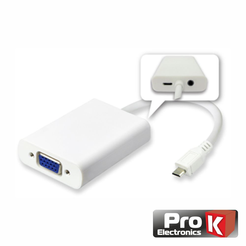 Cabo Adaptador USB-C 3.1/ VGA C/ Audio 1080p 