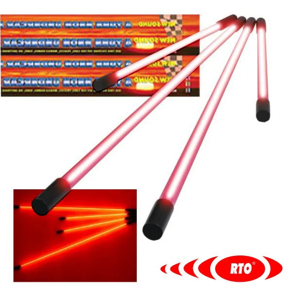 Conjunto De 4 Néons P/ Chassis Auto Vermelho Rto