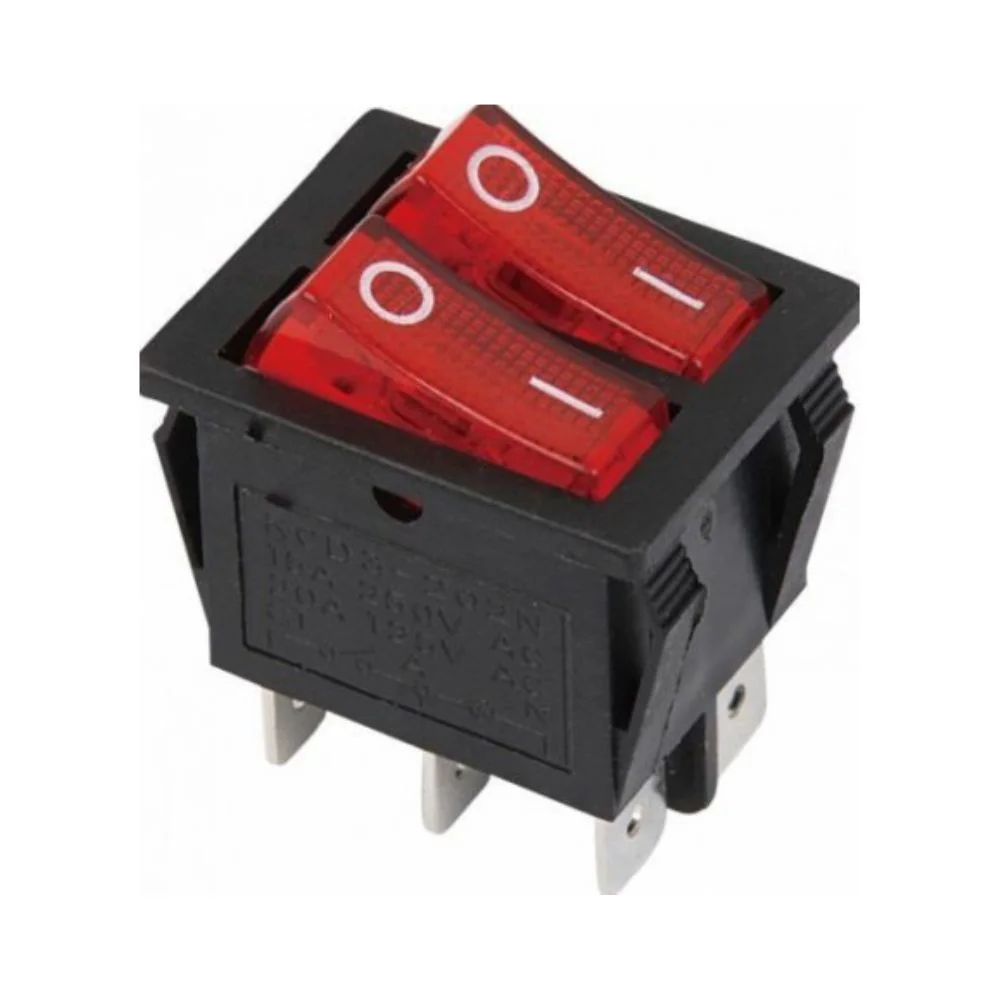 Interruptor On-Off 15a 250v Largo Duplo C/Iluminação