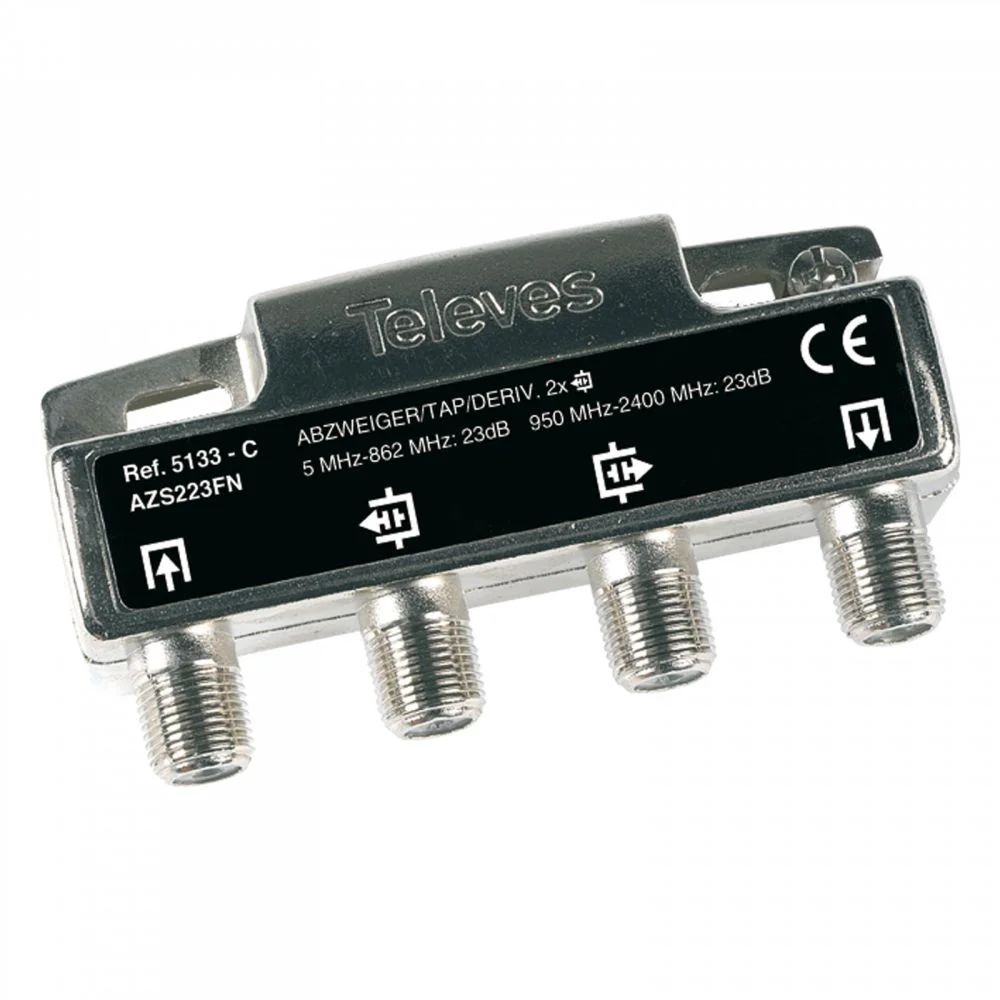 Derivador 2 Saídas 5-2400mhz 23db Ficha F Televés