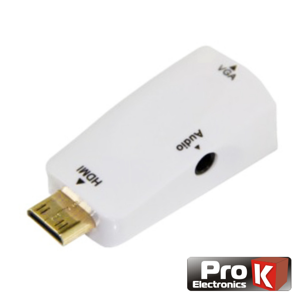 Conversor Mini Hdmi Para Vga Com Audio 