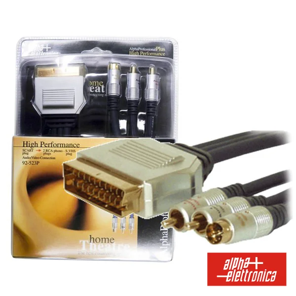Cabo Scart Macho / 2 Rca Macho + 1 Svhs Macho 1.5m