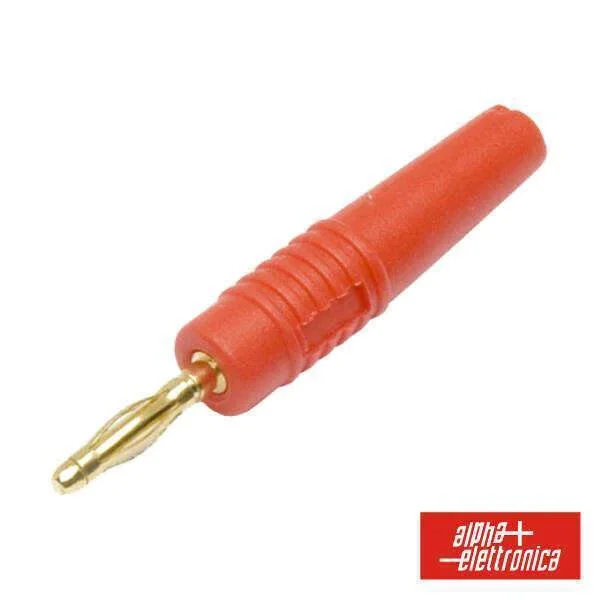 Ficha Banana 2mm Macho Vermelha Dourada