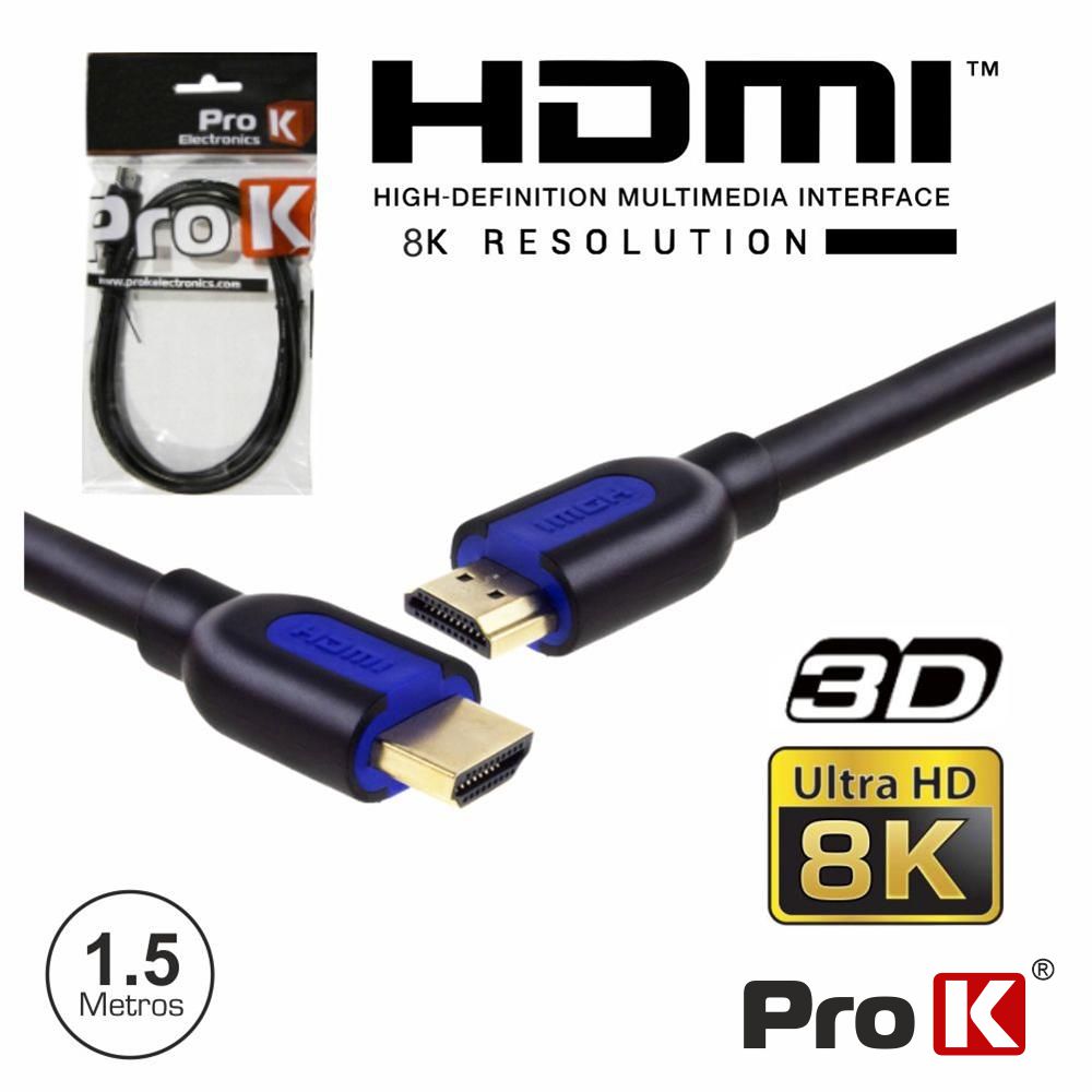 Cabo HDMI Dourado Macho / Macho 2.1 8K Preto 1.5M 