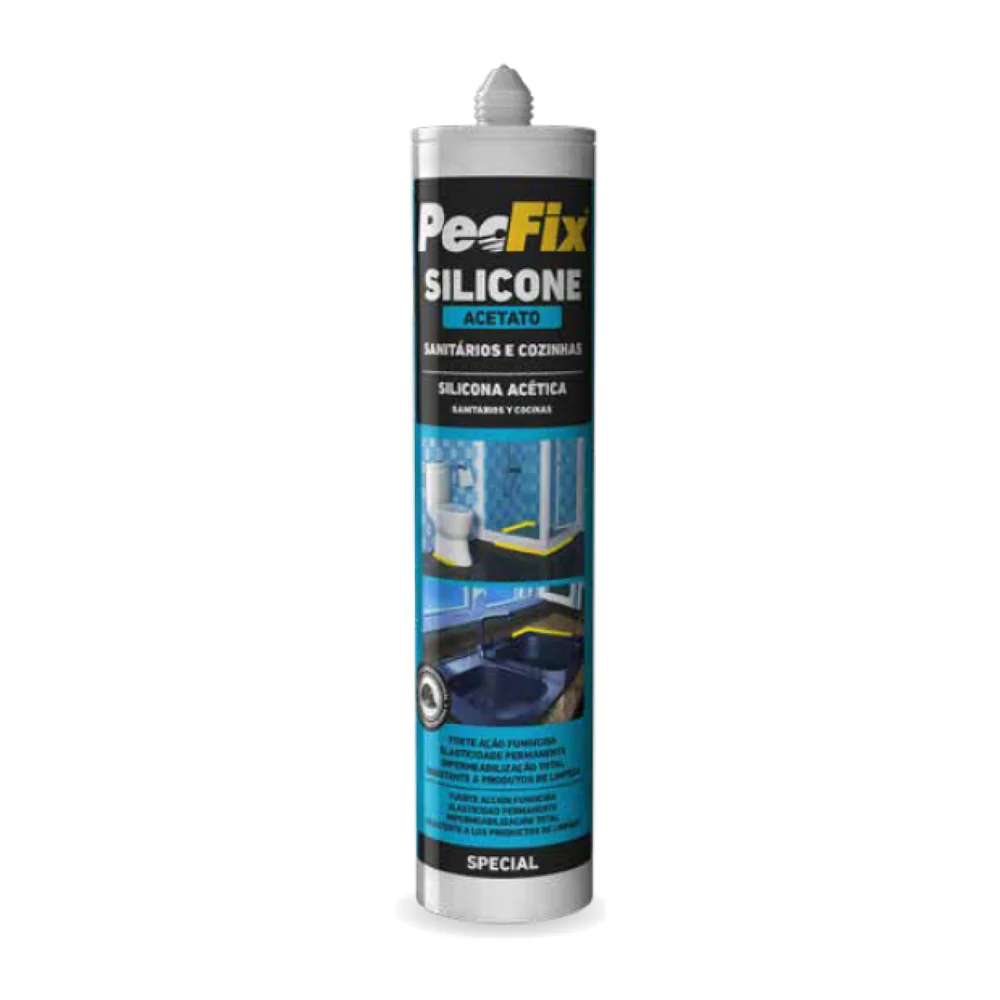 Silicone Acetato Sanitários Transparente Pecfix