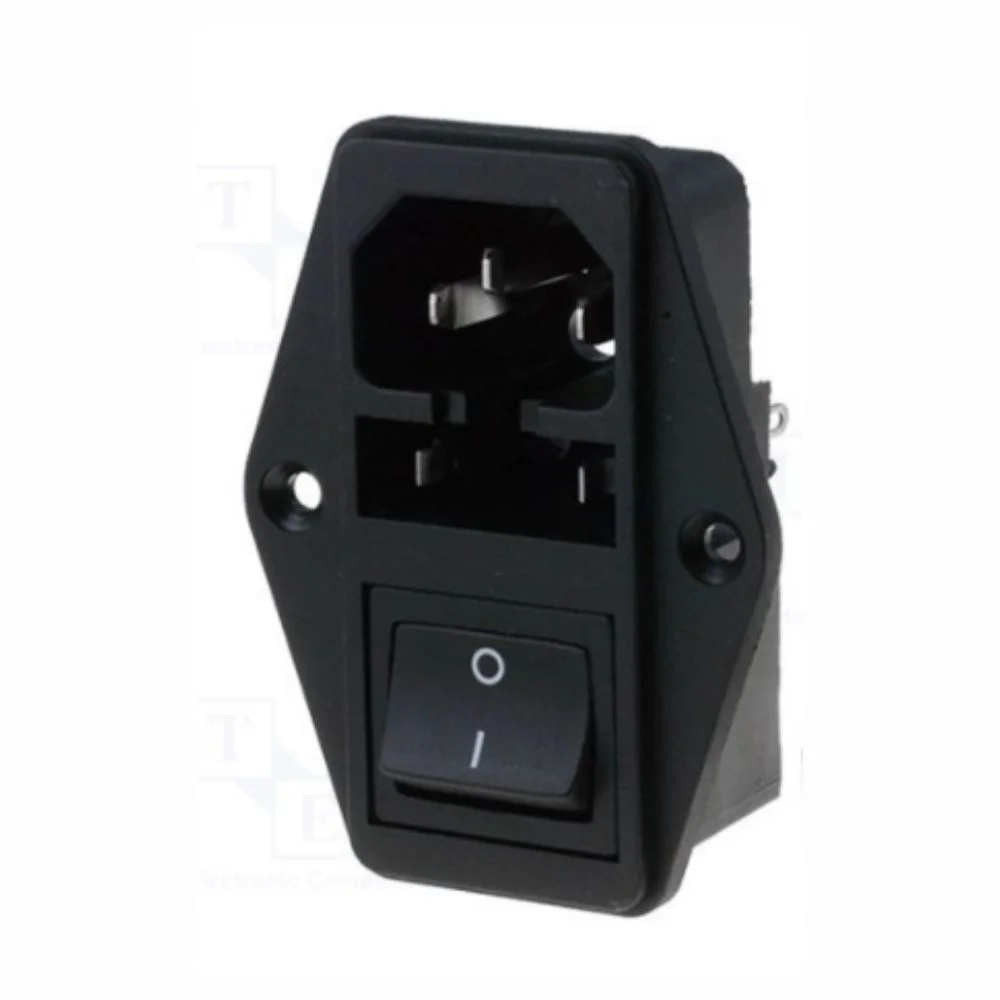 Ficha Alimentação Iec 3p Macho Fusível Interruptor